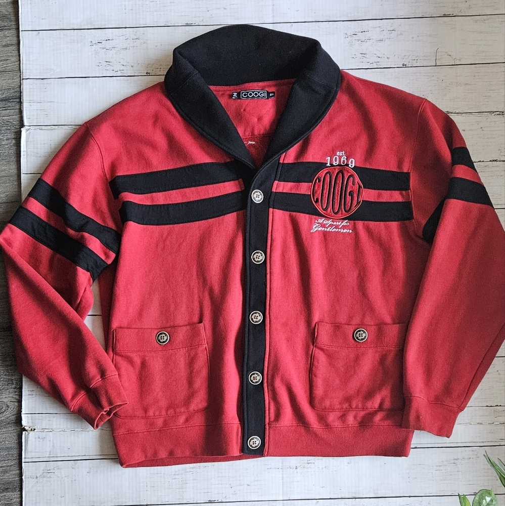 Rare Vintage COOGI‎ "Ultimate Hunters Club" Cardigan Mens 2X Red